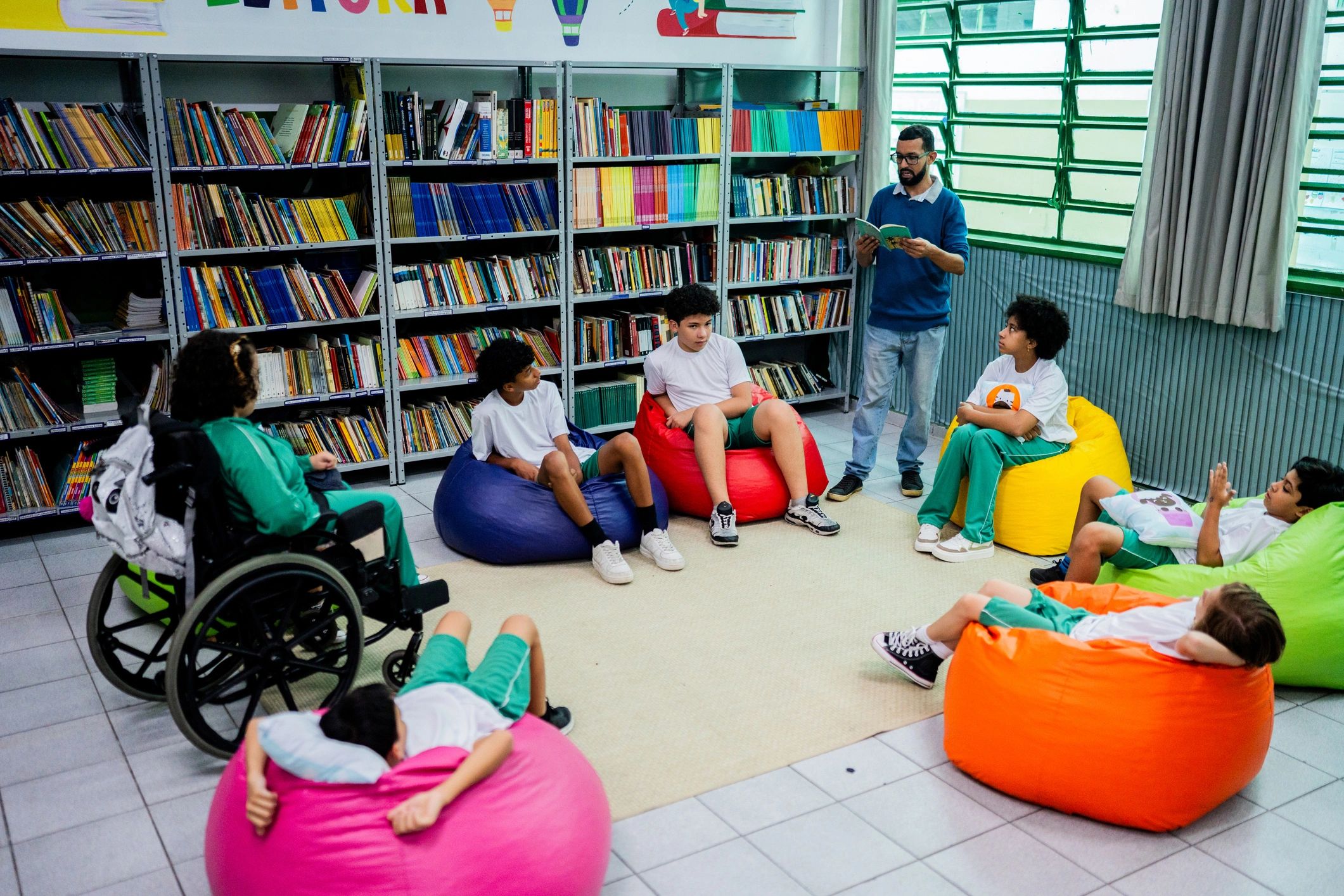 Educational storytelling session representing cultural and community learning