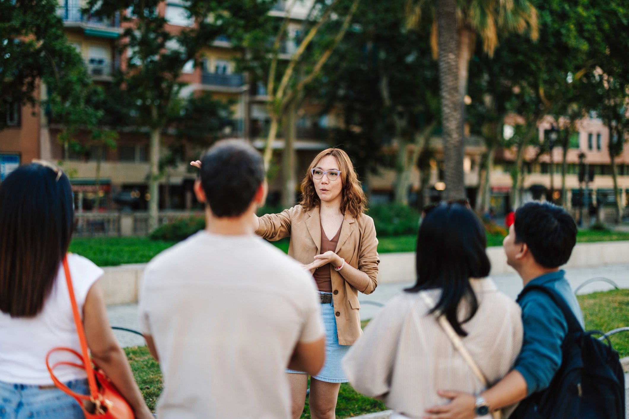 Guide leading a cultural history group